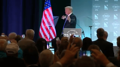 Donald Trump skarży się na imigrantów i przytula flagę