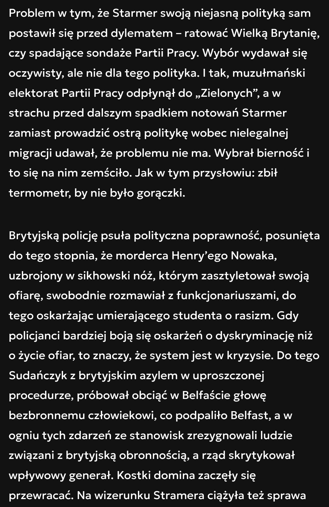 Premier Wielkiej Brytanii Keir Starmer podał się do dymisji