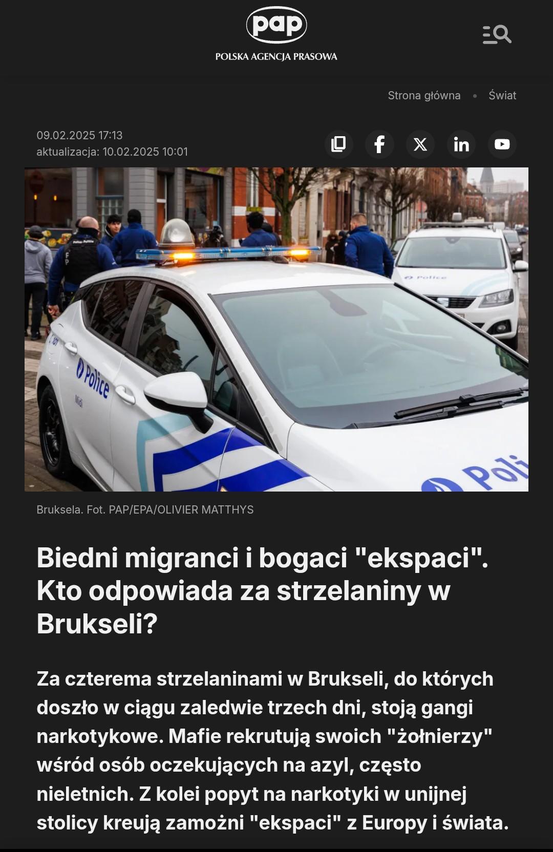 Belgia: wojsko może zostać wykorzystane do odbicia Brukseli z rąk gangów