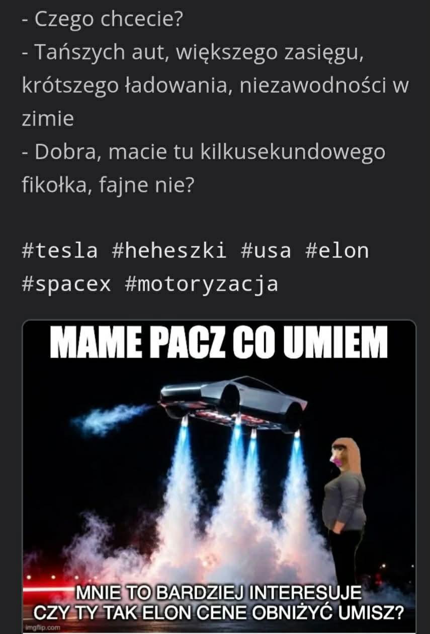Musk zaprezentował latający samochód i wszystkim trochę opadły szczęki